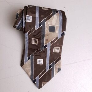 Gianfranco Ruffini Silk Tie Mens Abstract Geometric Brown Gray Italy Designer